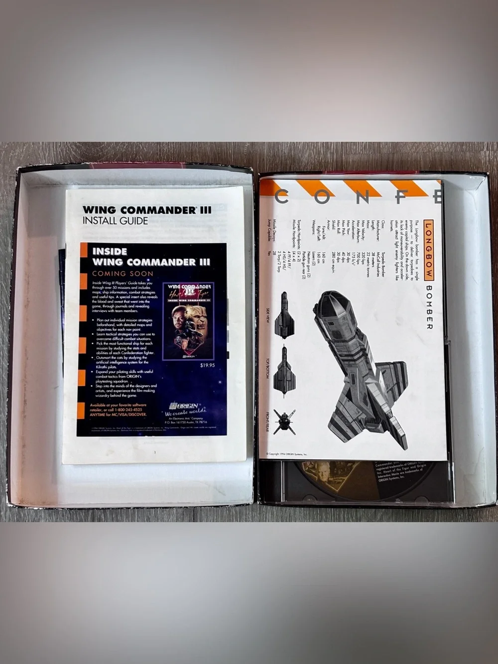 Wing Commander III Heart of the Tiger PC 1994 Big Box 4 Disc Complete DOS